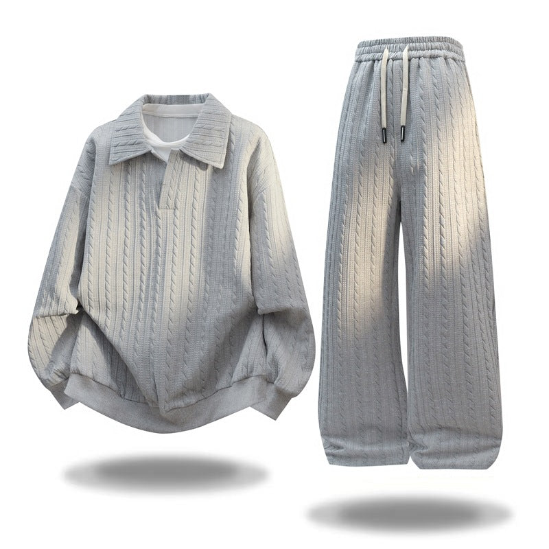 Damen Weite Strick-Loungehose mit Zopfmuster, Kordelbund & Relaxed-Silhouette Nord Taschen