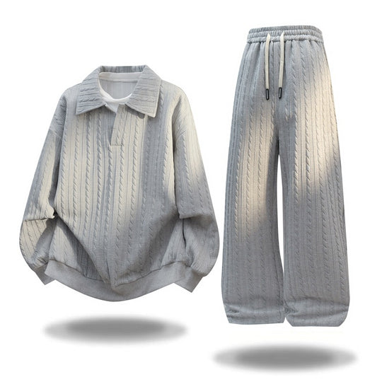 Damen Weite Strick-Loungehose mit Zopfmuster, Kordelbund & Relaxed-Silhouette Nord Taschen
