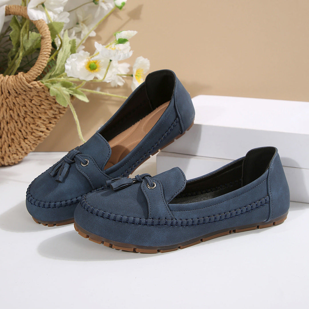 Damen bequeme Mokassins mit flexibler Sohle und eleganter Knoten-Applikation