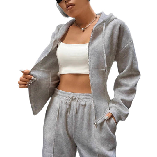 Damen Loungewear-Set mit taillierter Kapuzenjacke und weiter Fleece-Joggingshose Nord Taschen