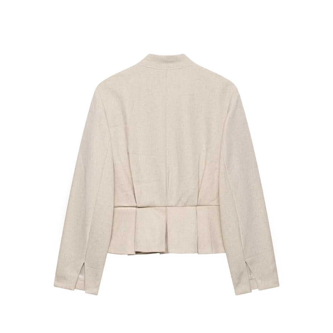 Damen Kurzjacke mit Stehkragen, Zierknopfleiste und Paspeltaschen Nord Taschen