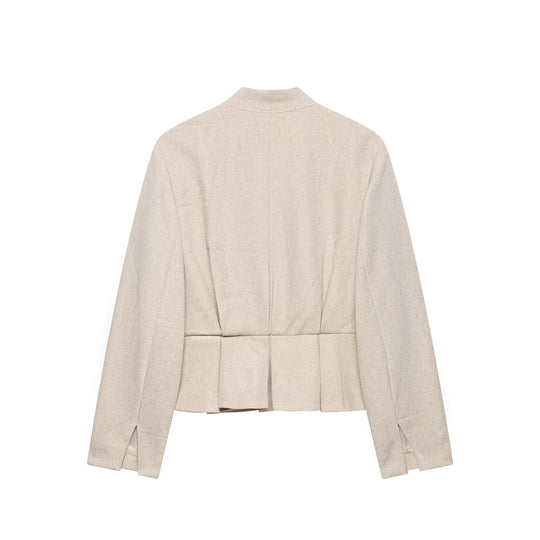 Damen Kurzjacke mit Stehkragen, Zierknopfleiste und Paspeltaschen Nord Taschen