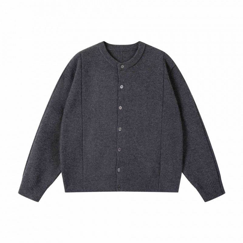 Unisex Boxiger Feinstrick-Cardigan mit Rundhals und durchgehender Knopfleiste Nord Taschen