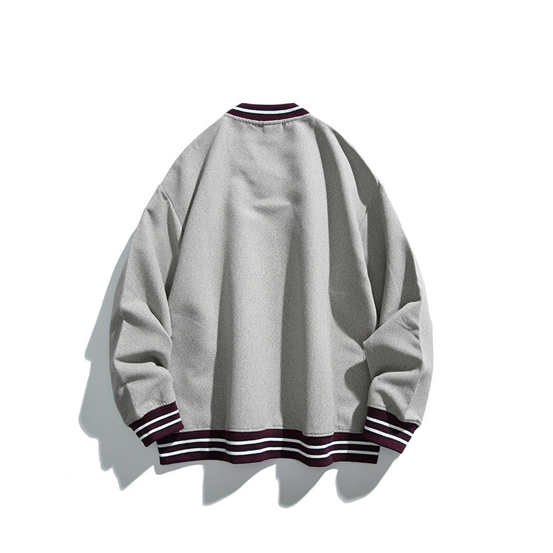 Herren Oversized V-Ausschnitt Sweatshirt mit Kontraststreifen an Bündchen und Saum Nord Taschen