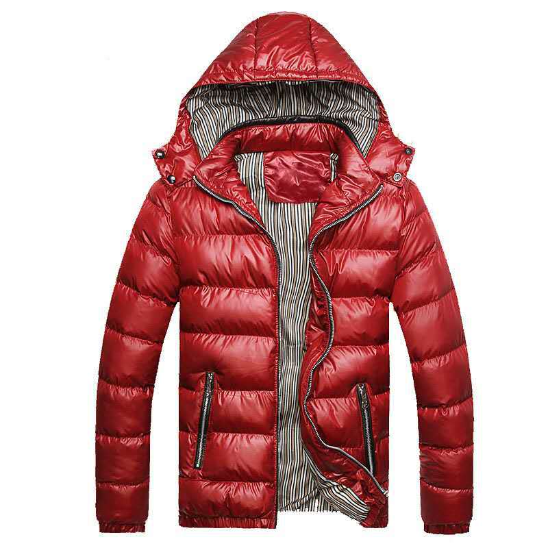 Herren Glänzende gesteppte Kapuzenjacke mit Thermo-Polsterung und gestreiftem Innenfutter Nord Taschen