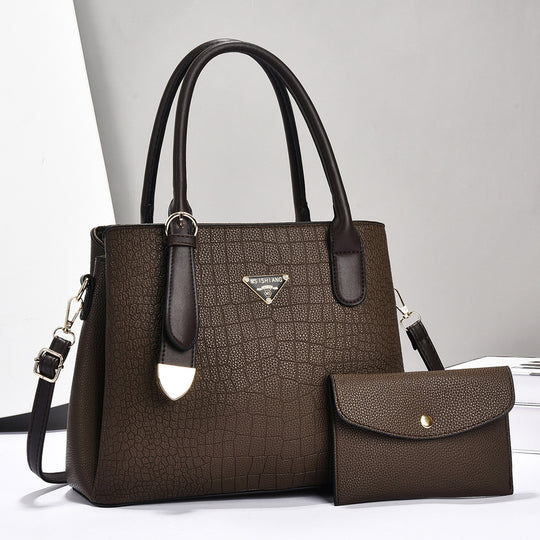 Damen elegante Handtasche mit strukturiertem Kunstleder und abnehmbarer Clutch Nord Taschen