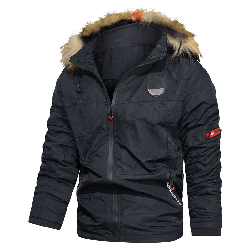 Herren Thermoisolierter Parka im Utility‑Stil mit Kunstfellkapuze und wattierter Innenlage Nord Taschen