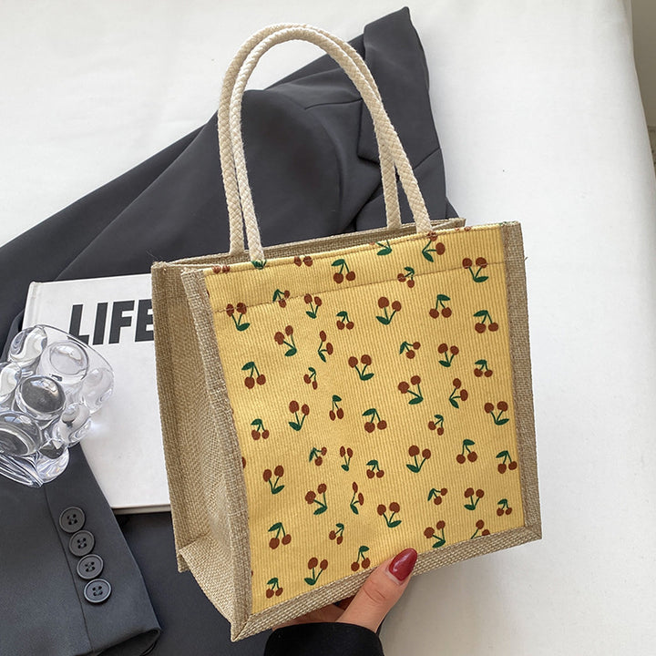Damen Jute-Tasche mit buntem Blumenmuster Nord Taschen
