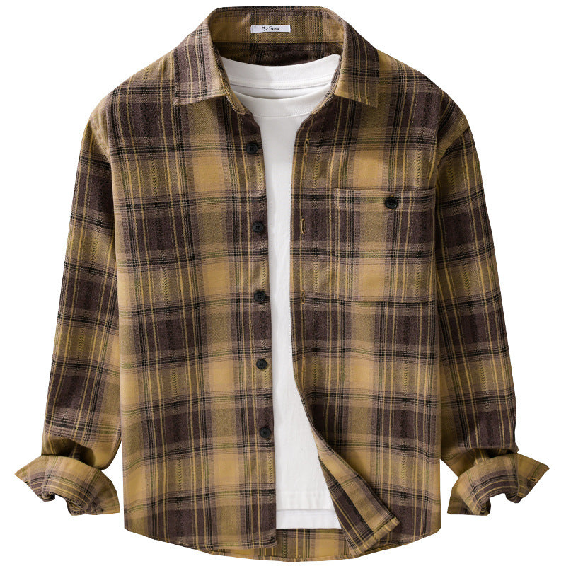 Herren Kariertes Flanell‑Hemdjacke im Overshirt‑Stil mit weich gebürsteter Oberfläche Nord Taschen