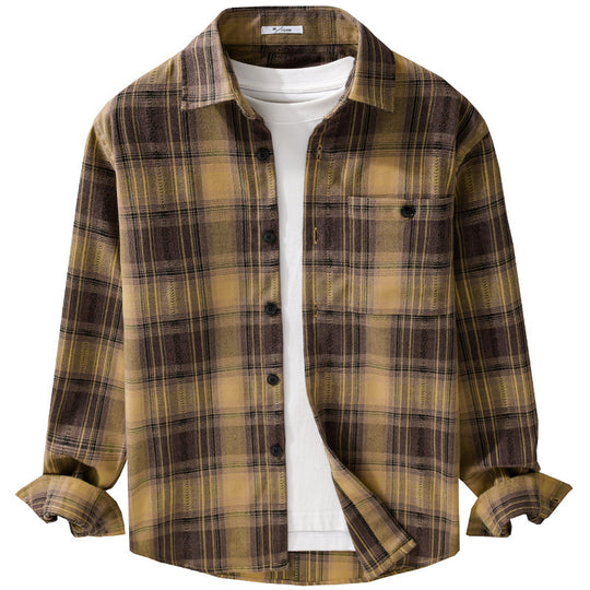 Herren Kariertes Flanell‑Hemdjacke im Overshirt‑Stil mit weich gebürsteter Oberfläche Nord Taschen