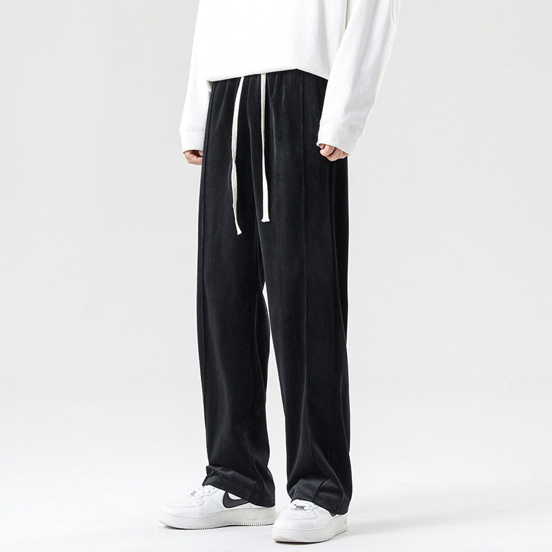 Herren Weite Velours-Jogginghose mit elastischem Bund und Kordelzug Nord Taschen