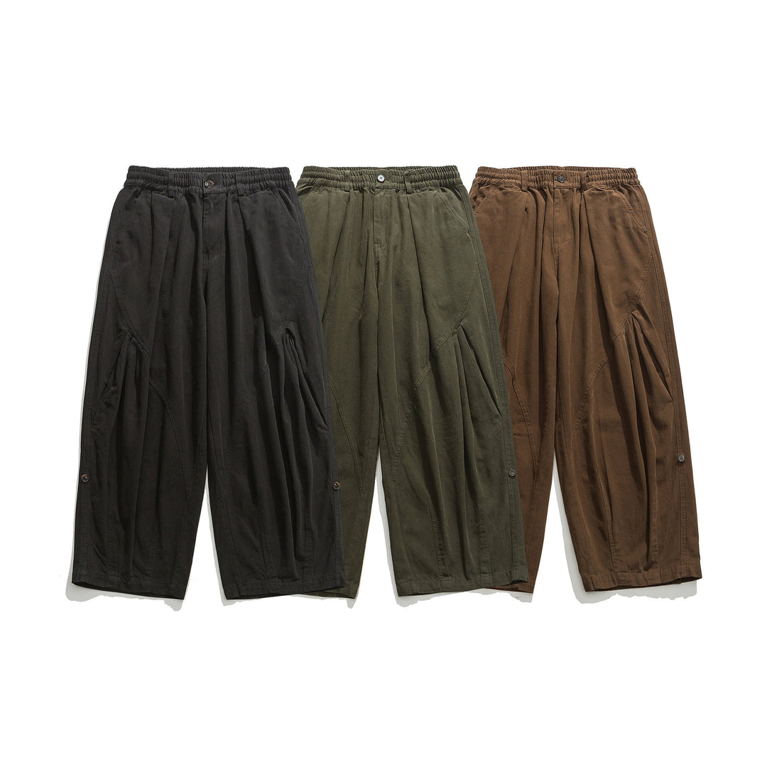 Damen weite Utility-Cargohose mit Gummibund und dekorativen Falten Nord Taschen