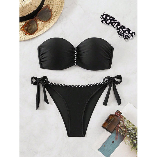 Damen Bandeau-Bikini-Set mit raffinierten BindNord Taschenändern