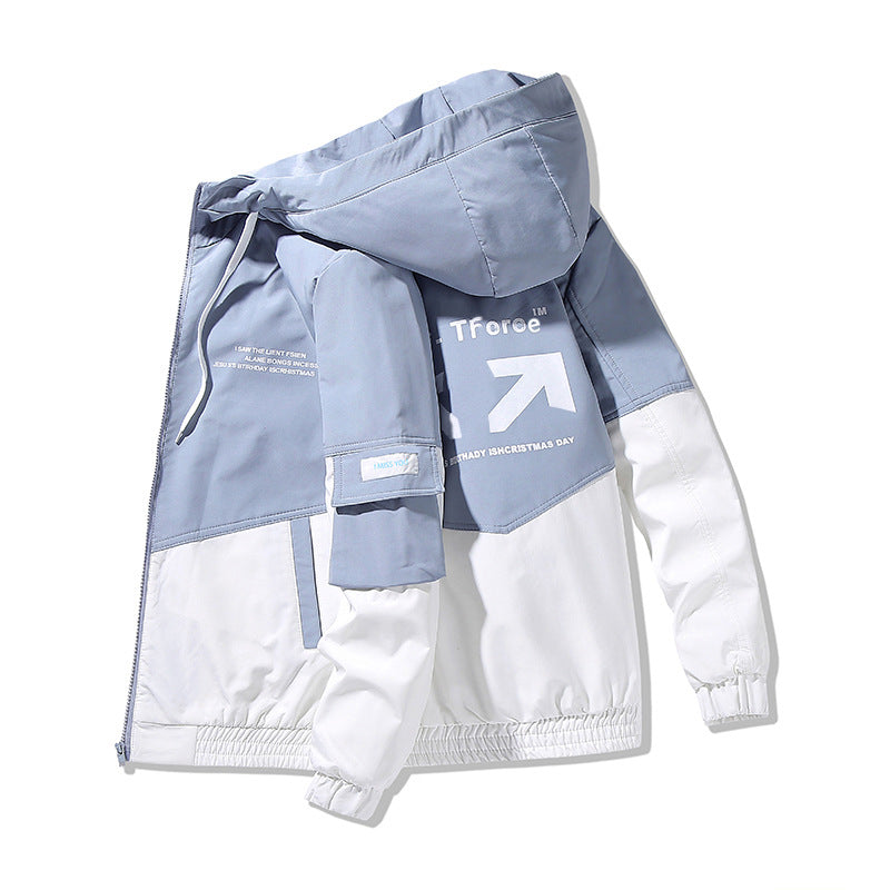 Herren Colorblock Kapuzen-Utility-Jacke mit Printdetails und taktischen Taschen Nord Taschen