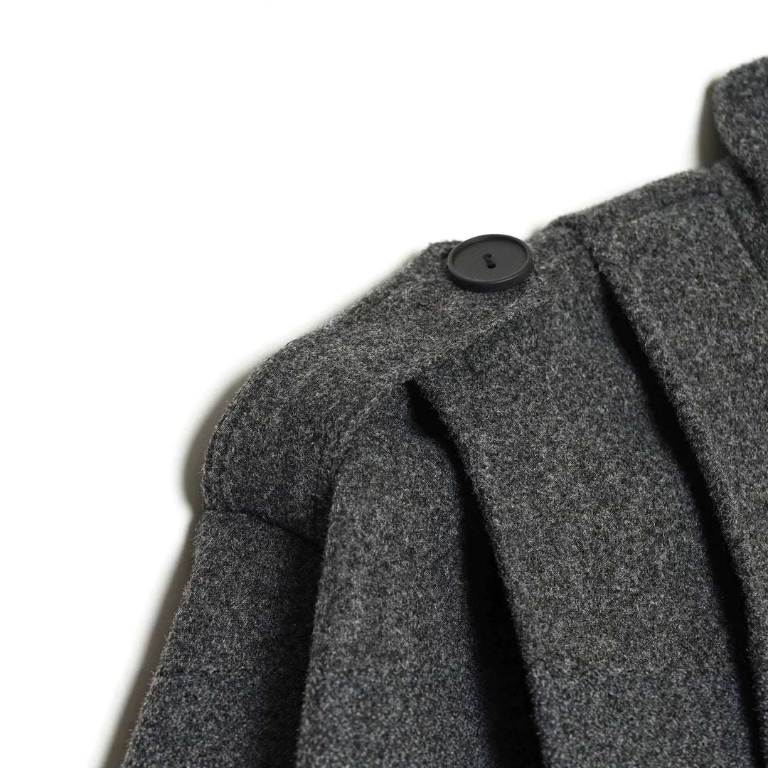 Damen Cropped Cape-Jacke mit hohem Stehkragen, Schulterriegeln und durchgehender Knopfleiste Nord Taschen