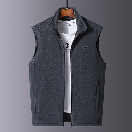Herren Leichte Microfleece-Outdoorweste mit hochschließendem Stehkragen und verdecktem Reißverschluss Nord Taschen