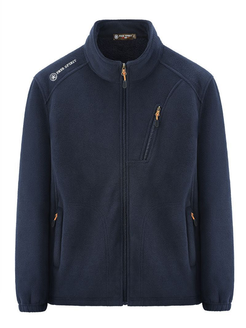 Herren Warme Microfleece-Outdoorjacke mit Brustreißverschluss, Seitentaschen und Stehkragen Nord Taschen