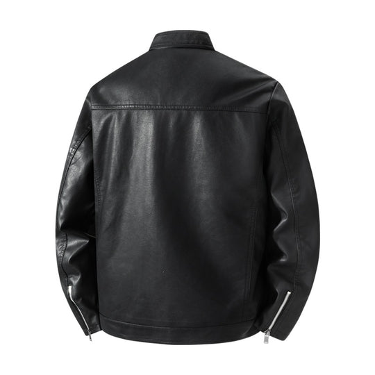 Herren Schlichte Kunstleder-Cityjacke mit Stehkragen, Zweiwege-Reißverschluss & Eingrifftaschen Nord Taschen