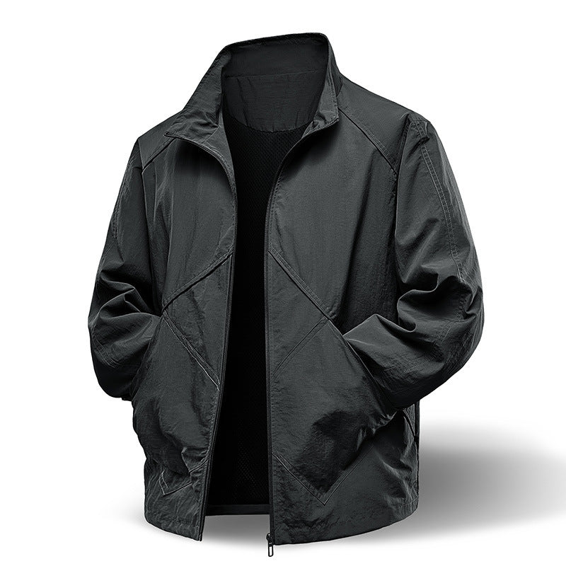Herren Leichte technische Zip‑Jacke mit Stehkragen, Raglanärmeln & Utility‑Einsätzen Nord Taschen