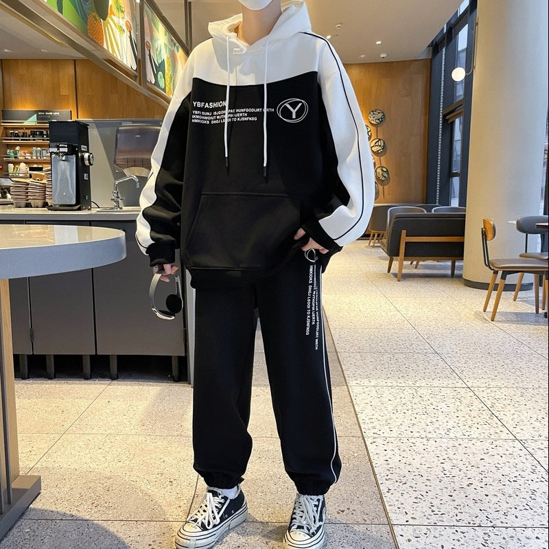 Herren Oversize-Trainingsset mit Block-Design Hoodie und konischer Jogginghose Nord Taschen