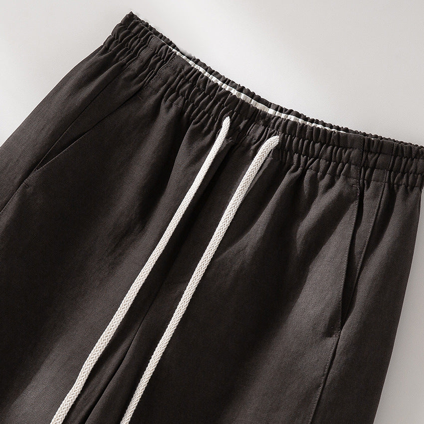 Damen Weite High‑Waist Leinenmix-Hose mit elastischem Bund und Kordelzug Nord Taschen