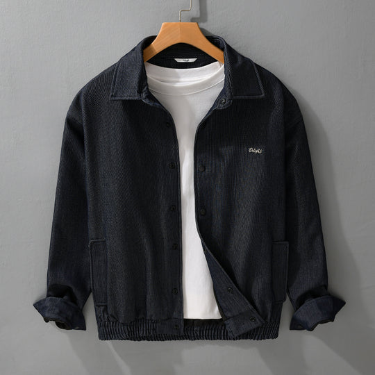 Herren Jeansjacke mit Druckknöpfen und elastischem Saum Nord Taschen