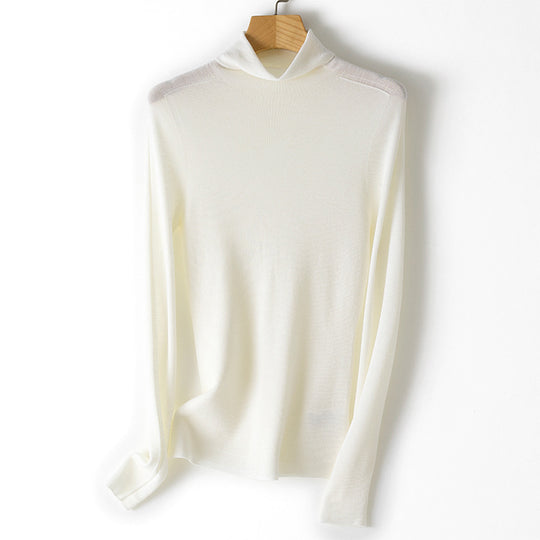 Damen Feiner Rollkragen-Feinstrickpullover mit schmaler Silhouette und elastischem Saum Nord Taschen