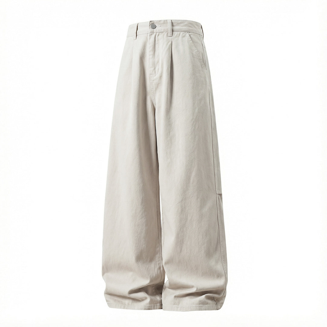 Damen Extraweite High-Waist Palazzo-Hose aus Canvas mit Bundfalten und Utility-Detail Nord Taschen