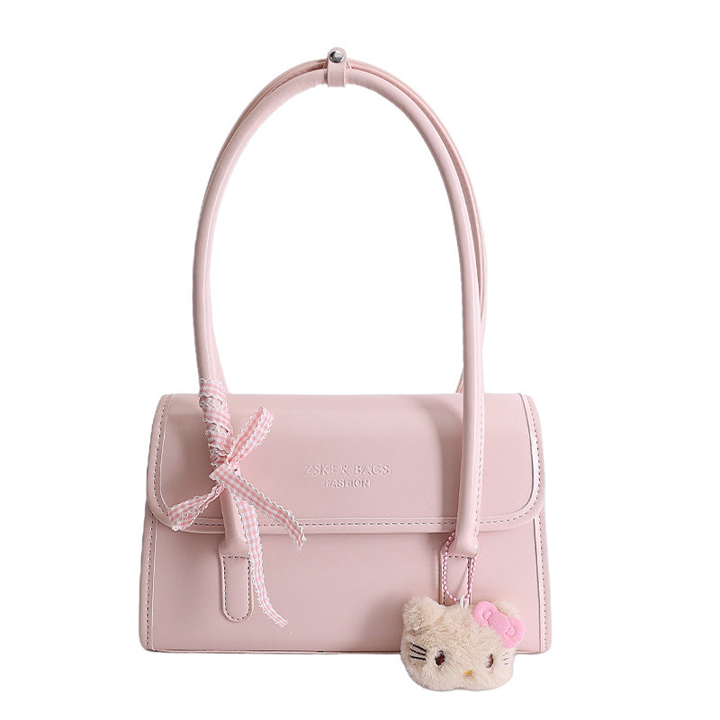 Damen elegante Handtasche mit verspieltem Stoffanhänger Nord Taschen