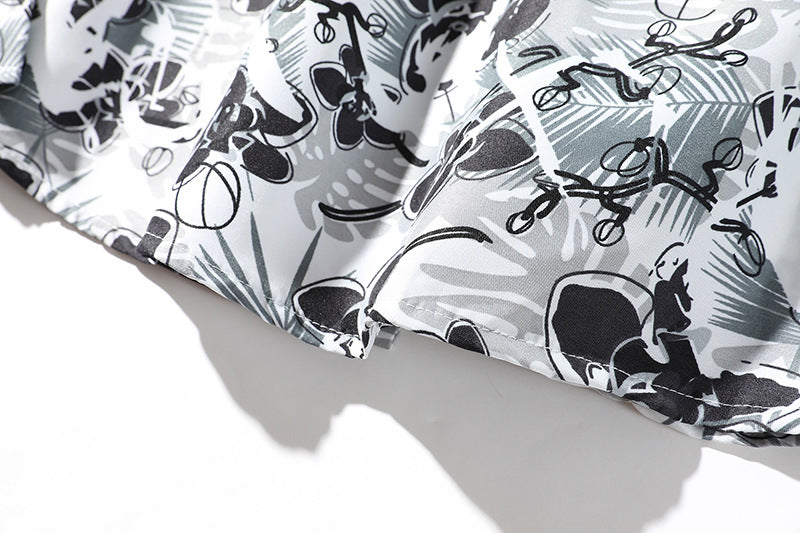 Herren Oversize-Knopfhemd mit grafischem Allover-Print und lockerem Relaxed-Schnitt Nord Taschen
