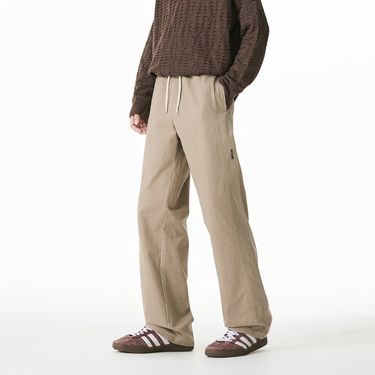 Herren Locker geschnittene Baumwoll-Canvas-Hose mit Tunnelzugbund, geradem Bein und Ziernaht-Details Nord Taschen