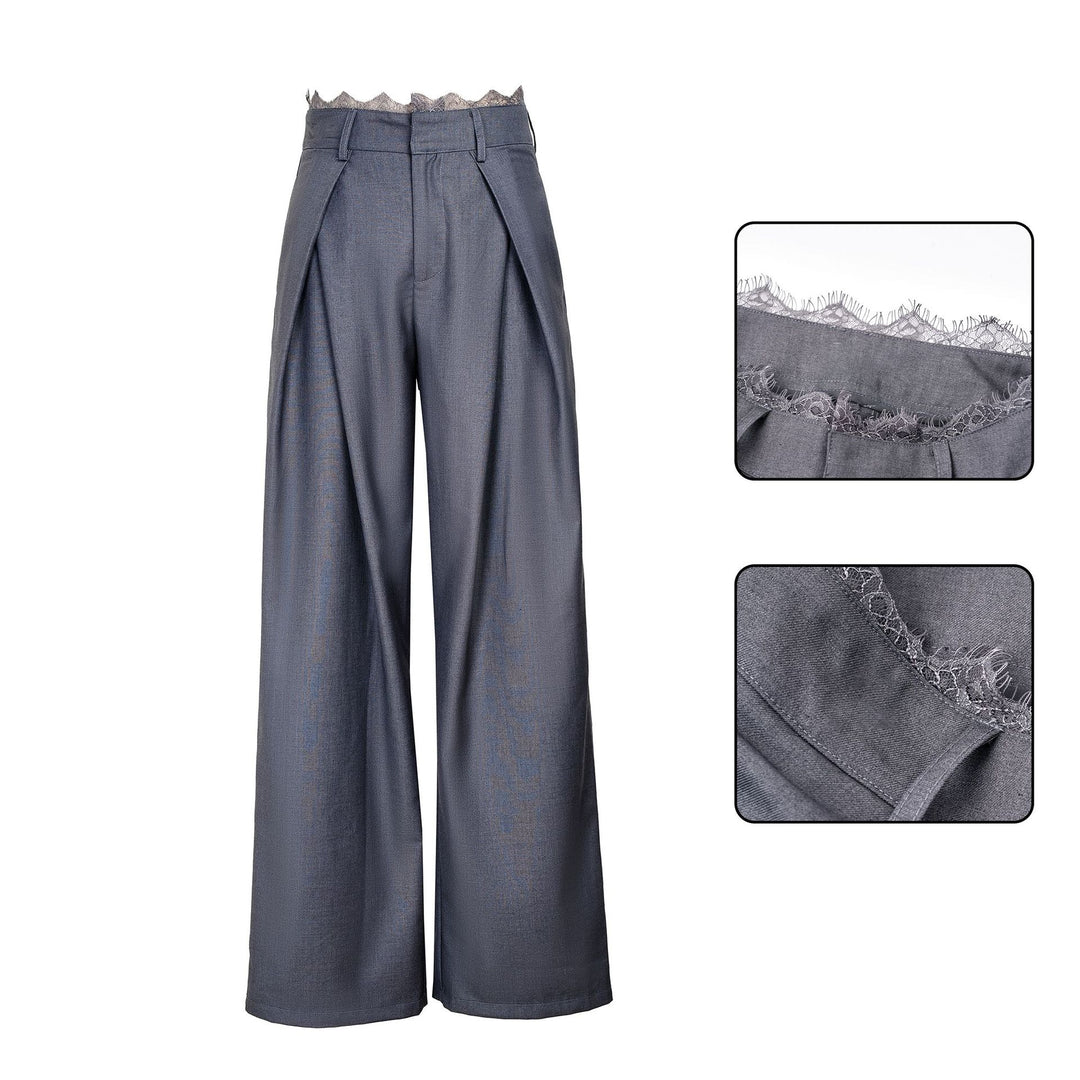 Damen Stylische High-Waist-Hose mit dekorativem Bund Nord Taschen