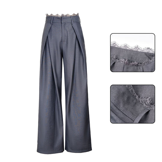 Damen Stylische High-Waist-Hose mit dekorativem Bund Nord Taschen