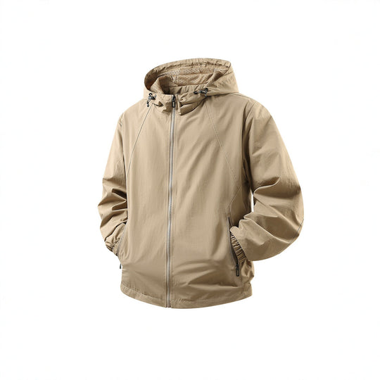 Herren Leichte atmungsaktive Kapuzen-Windjacke mit Mesh-Innenfutter und Reißverschlusstaschen Nord Taschen