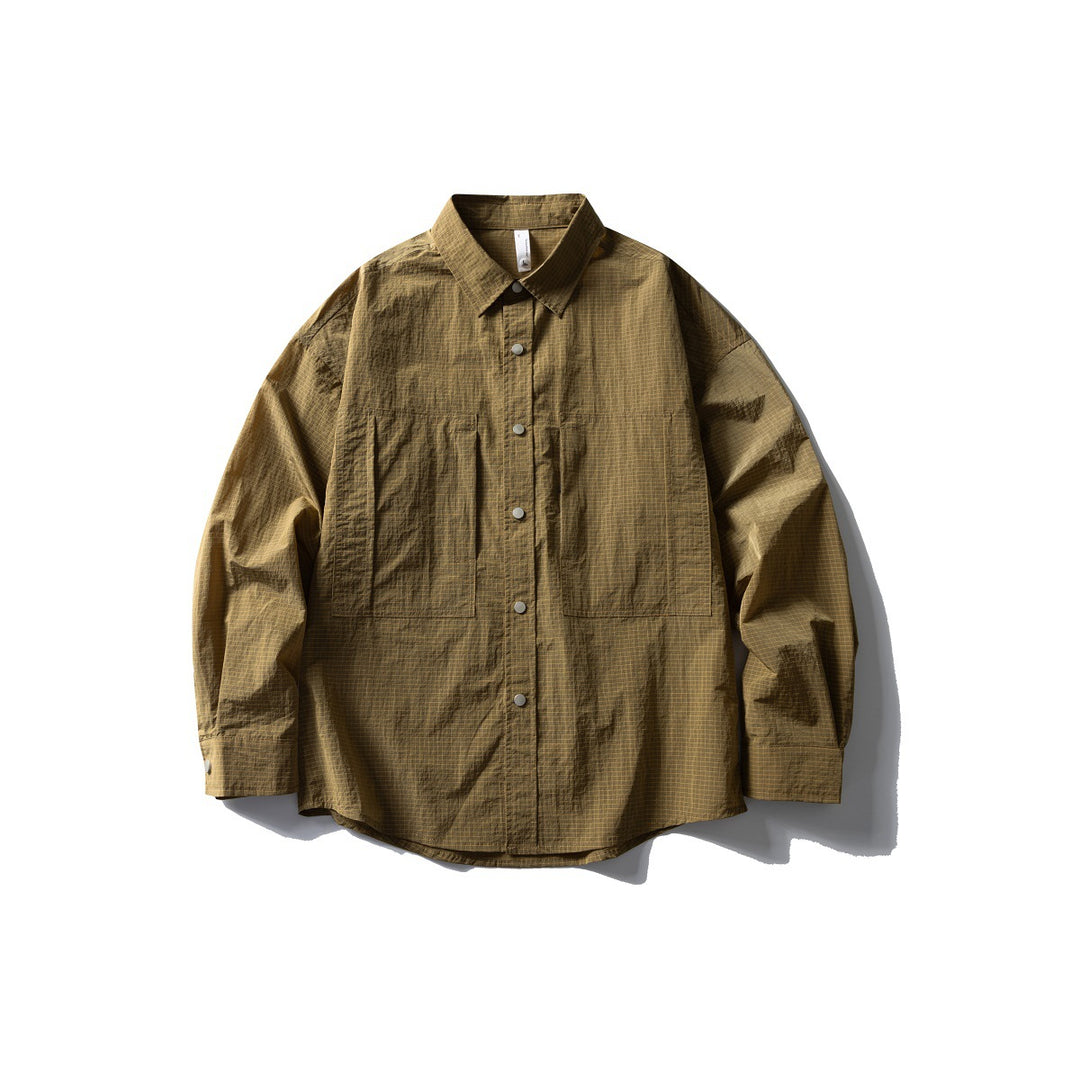Herren Oversize Utility-Hemdjacke aus Ripstop mit Druckknopfblende und aufgesetzten Taschen Nord Taschen