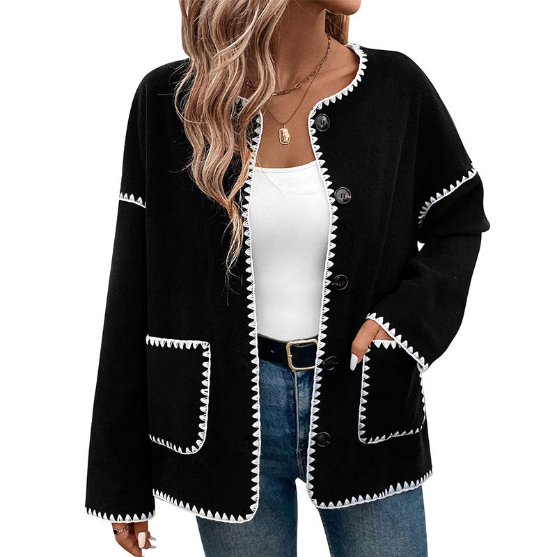 Damen Lässiger Cardigan mit Kontrastnähten Nord Taschen