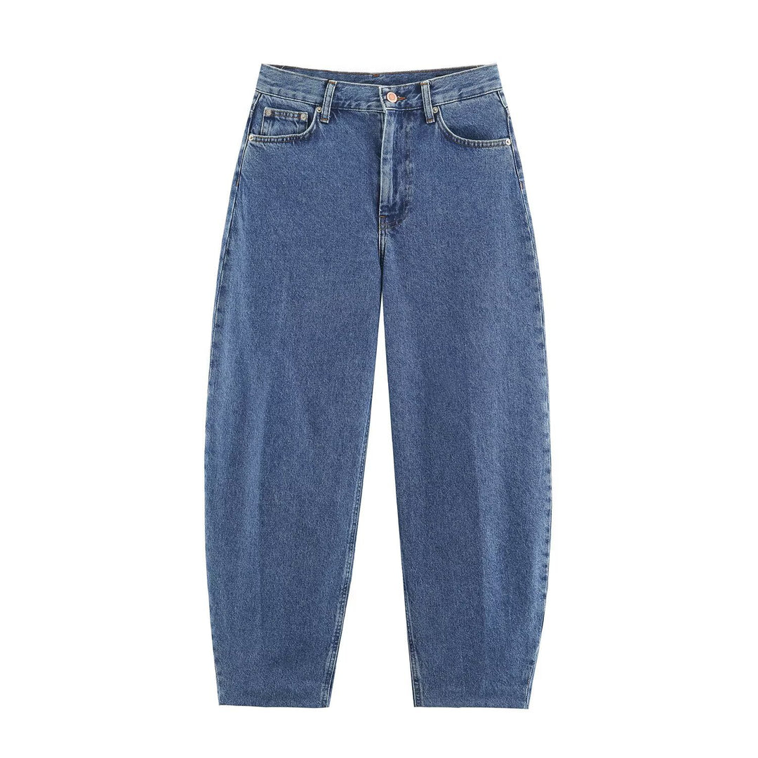 Damen Highwaist Relaxed Tapered Jeans mit konischem Bein Nord Taschen