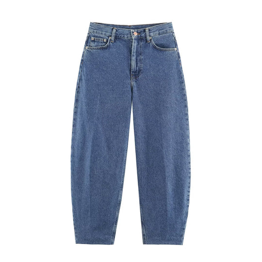 Damen Highwaist Relaxed Tapered Jeans mit konischem Bein Nord Taschen