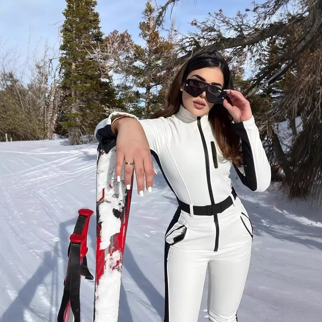 Damen 200+ taillierter Skioverall mit Taillengürtel und winddichter Funktionsmembran Nord Taschen