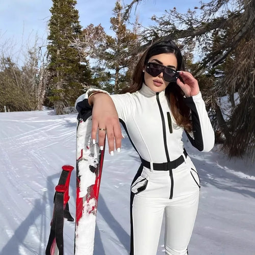 Damen 200+ taillierter Skioverall mit Taillengürtel und winddichter Funktionsmembran Nord Taschen