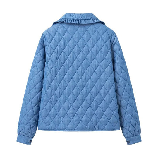 Damen Steppjacke im Vintage‑Look mit Rüschenkragen und Bindebändern Nord Taschen