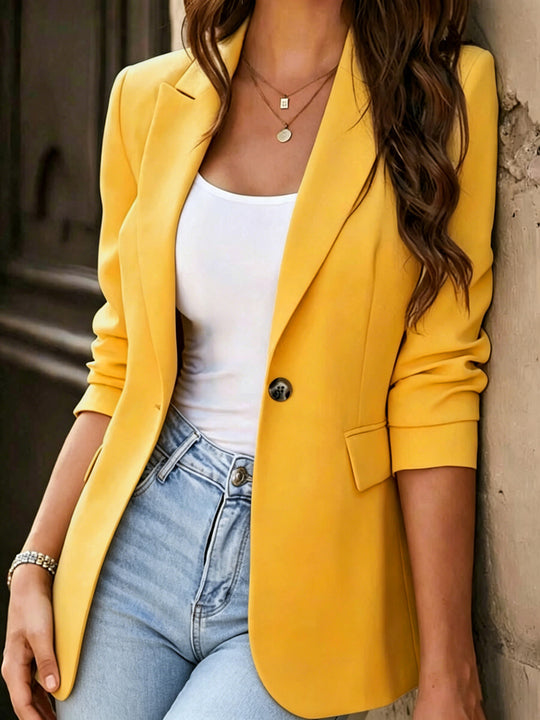 Damen Taillierter Ein-Knopf-Blazer mit Pattentaschen und schmaler Silhouette Nord Taschen