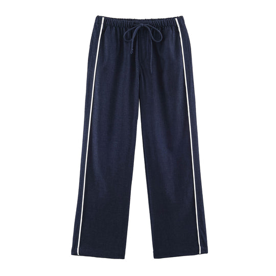 Damen Lounge-Hose mit weitem Bein, Kordelzug und seitlichen Kontraststreifen Nord Taschen