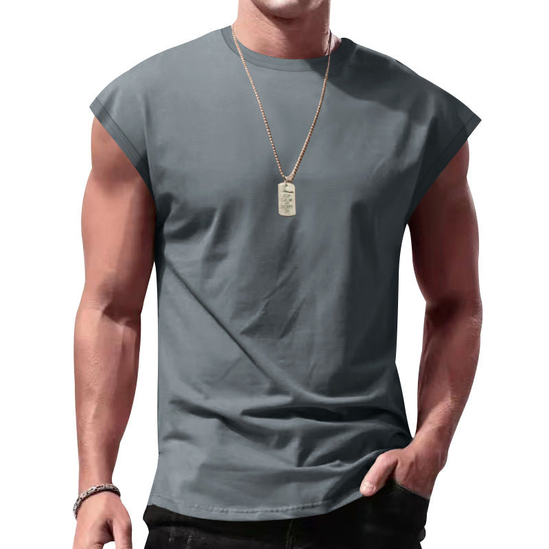 Herren nan lockeres ärmelloses Muskelshirt aus Baumwolljersey mit überschnittener Schulterpartie Nord Taschen