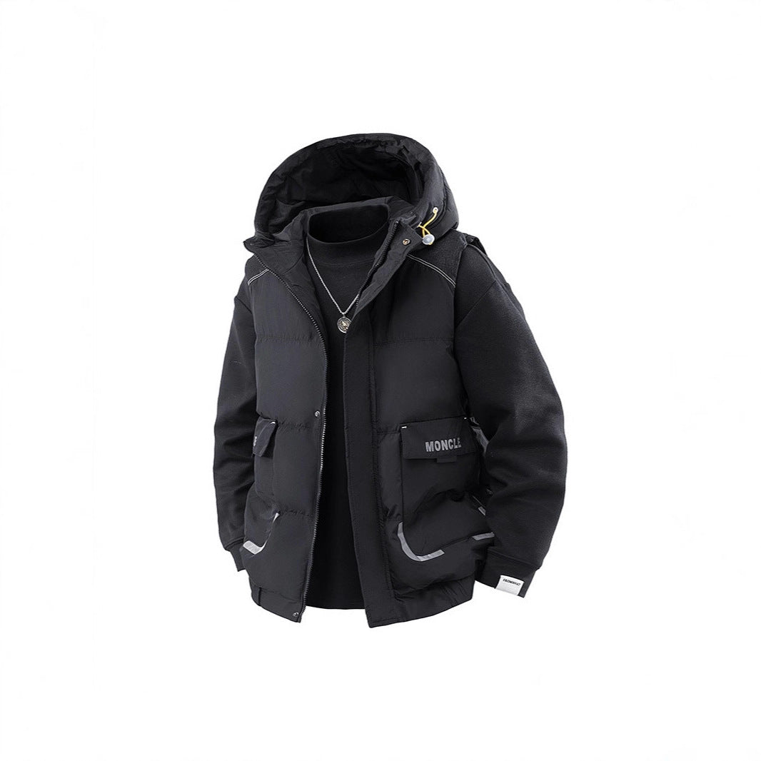 Herren Gesteppte Outdoor-Weste mit Kapuze, Cargo-Taschen und verstellbarem Saum Nord Taschen