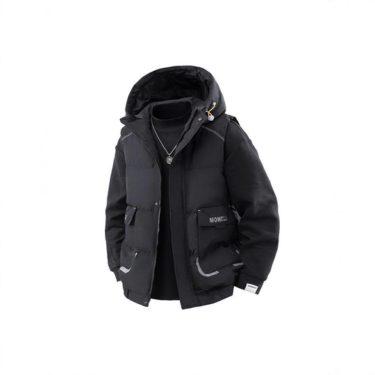 Herren Gesteppte Outdoor-Weste mit Kapuze, Cargo-Taschen und verstellbarem Saum Nord Taschen