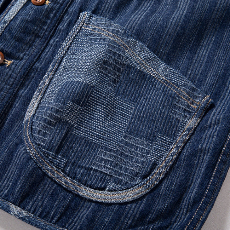 Herren Ärmellose Denim‑Weste im Workwear‑Look mit großformatigen aufgesetzten Taschen Nord Taschen
