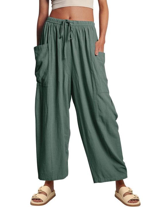 Damen Modische Leinenhose Nord Taschen