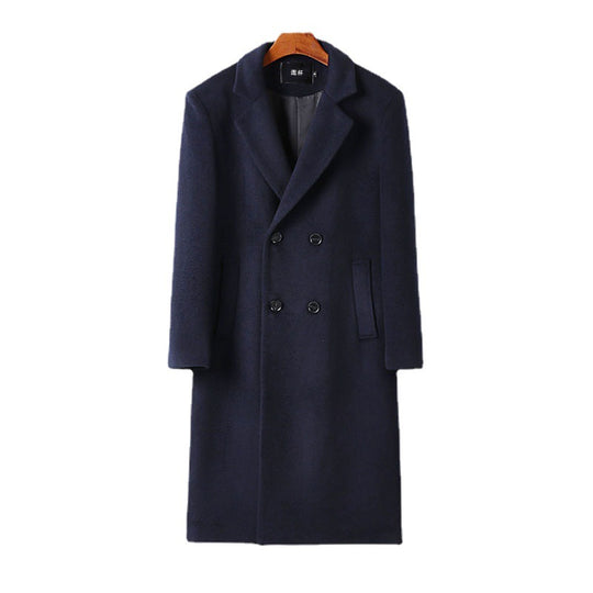 Herren Eleganter Wollmix-Longcoat mit Doppelreihe und fallendem Revers Nord Taschen