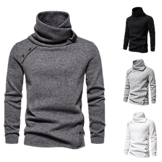 Herren Strickpullover mit großem Schalkragen, asymmetrischer Knopfleiste und schmaler Silhouette Nord Taschen